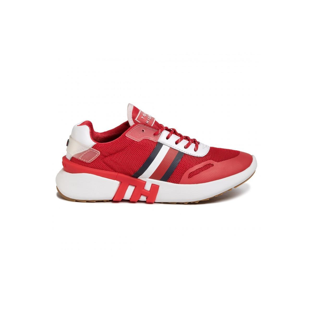 I want professional declare Pantofi sport dama, Tommy Hilfiger, Tommy Sporty Branded Runner Sneakers,  Piele naturala, Rosu - eMAG.ro