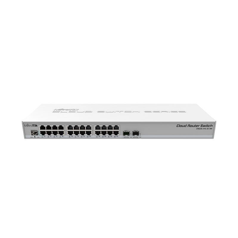 Switch Mikrotik, Cloud Router CRS326-24G-2S+RM, 24x porturi Gigabit, 2x porturi SFP+, carcasa 1U rackmount, Dual boot (RouterOS sau SwitchOS)