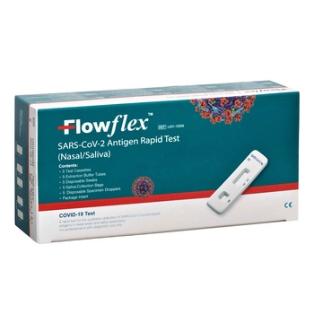 Set 5 Teste Rapide Antigen 2 in 1 Saliva/Nazal COVID-19, Flowflex, Acon Labs, pentru uz profesional Set 5 Teste Rapide Antigen 2 in 1 Saliva/Nazal COVID-19, Flowflex, Acon Labs, pentru uz profesional