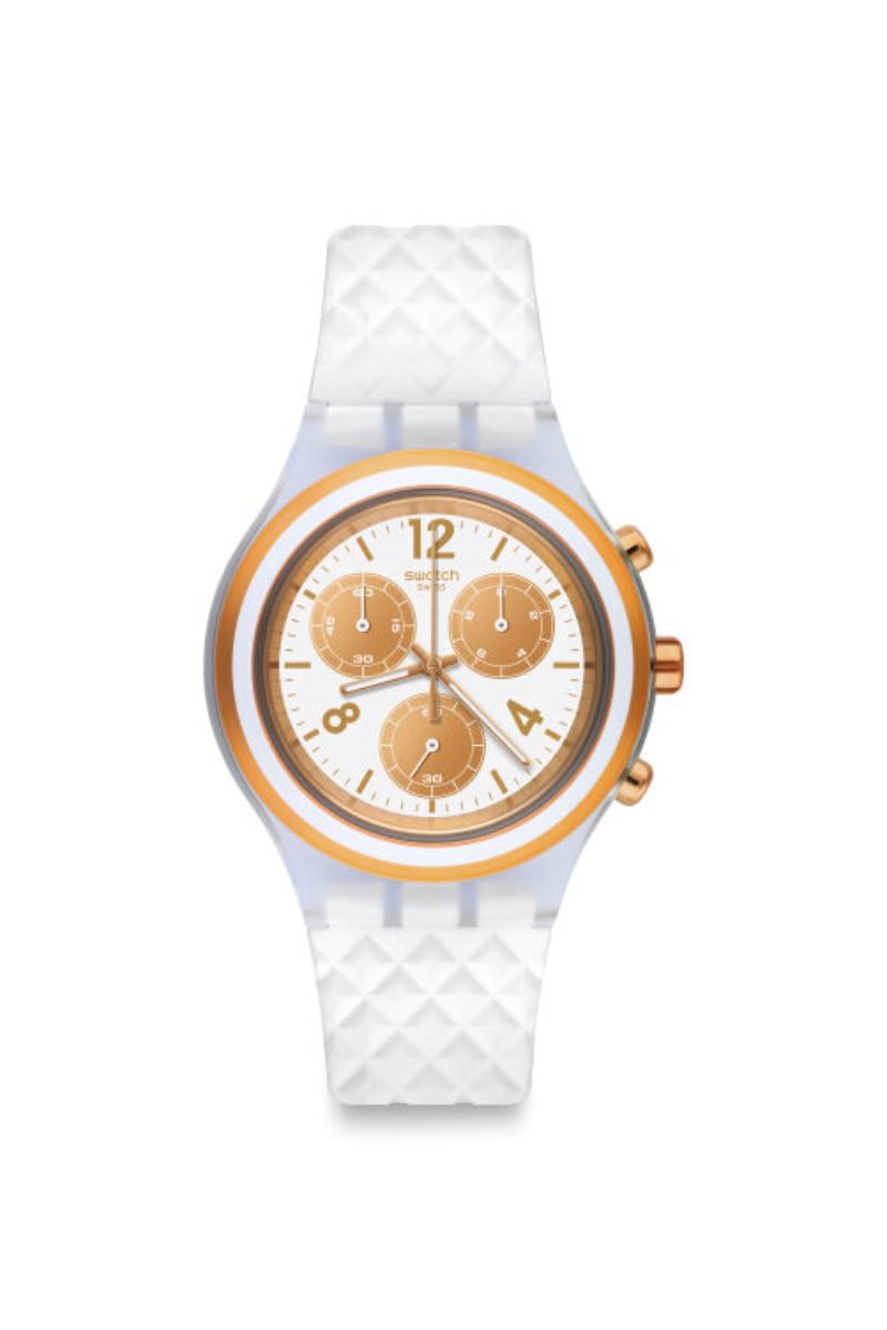 Ceas unisex Swatch, SVCK1006, Alb/Galben