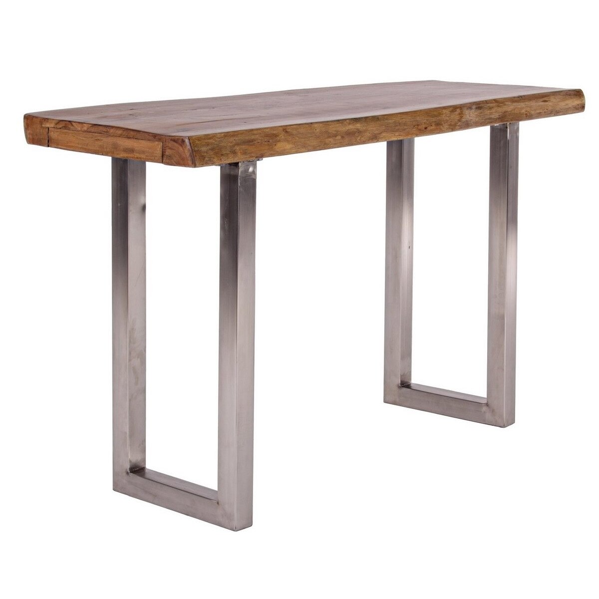 Consola cu picioare din inox blat lemn maro Osbert 130 cm x 45 cm x 78 h