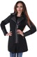 Női elegáns kabát, puffgallér, Lux, Fekete