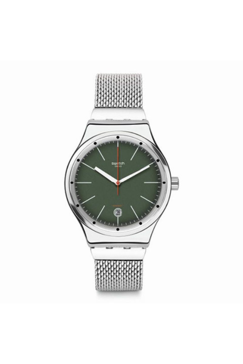Ceas unisex Swatch, YIS407GB, Argintiu/Verde