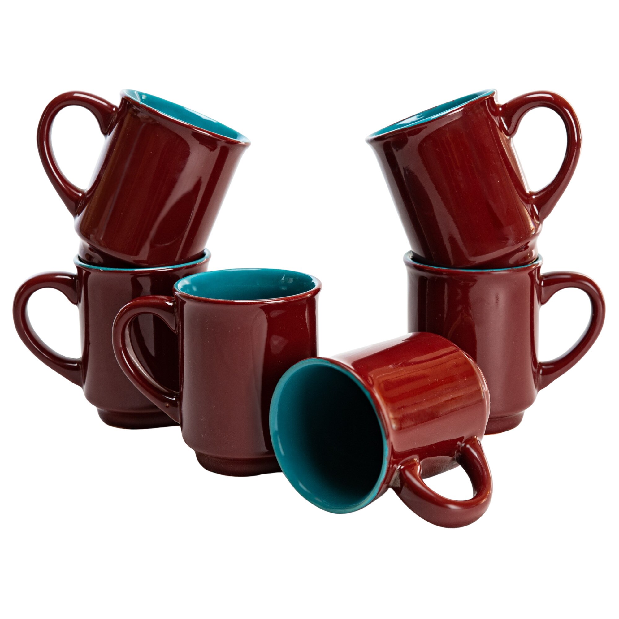 Set 6 cani pentru casa familiei tale, 200 ml, Cesiro, Visiniu Turcoaz