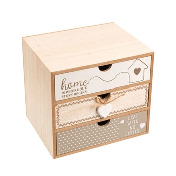Cutie decorativa cu 3 sertare pentru noptiera sau birou din lemn, 20x14.5x17 Cutie decorativa cu 3 sertare pentru noptiera sau birou din lemn, 20x14.5x17