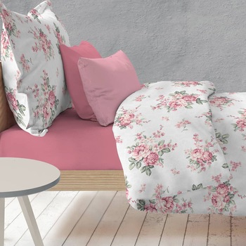 Lenjerie de pat 2 persoane Bosfor Decor 100%bumbac flori roz Lenjerie de pat 2 persoane Bosfor Decor 100%bumbac flori roz