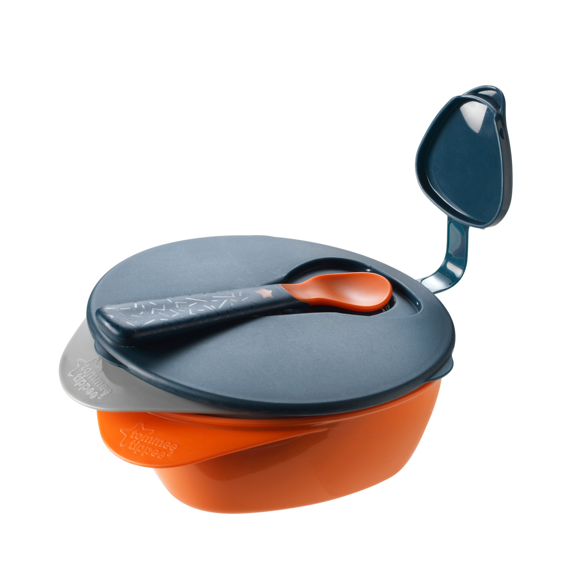 Castron cu lingurita si capac, Tommee Tippee, 6 luni +, Negru/Rosu