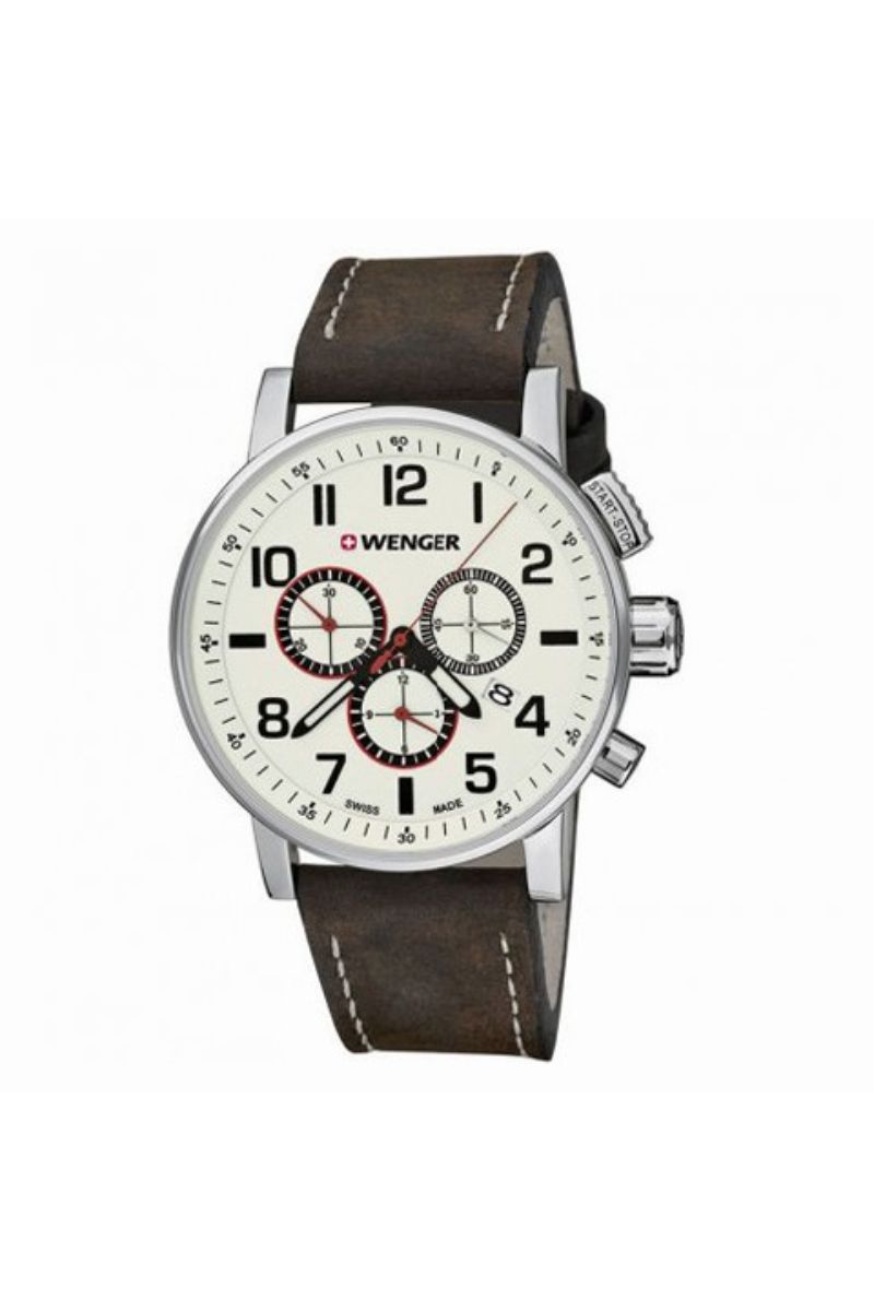 Ceas barbatesc Wenger, 01.0343.103, Maro/Alb