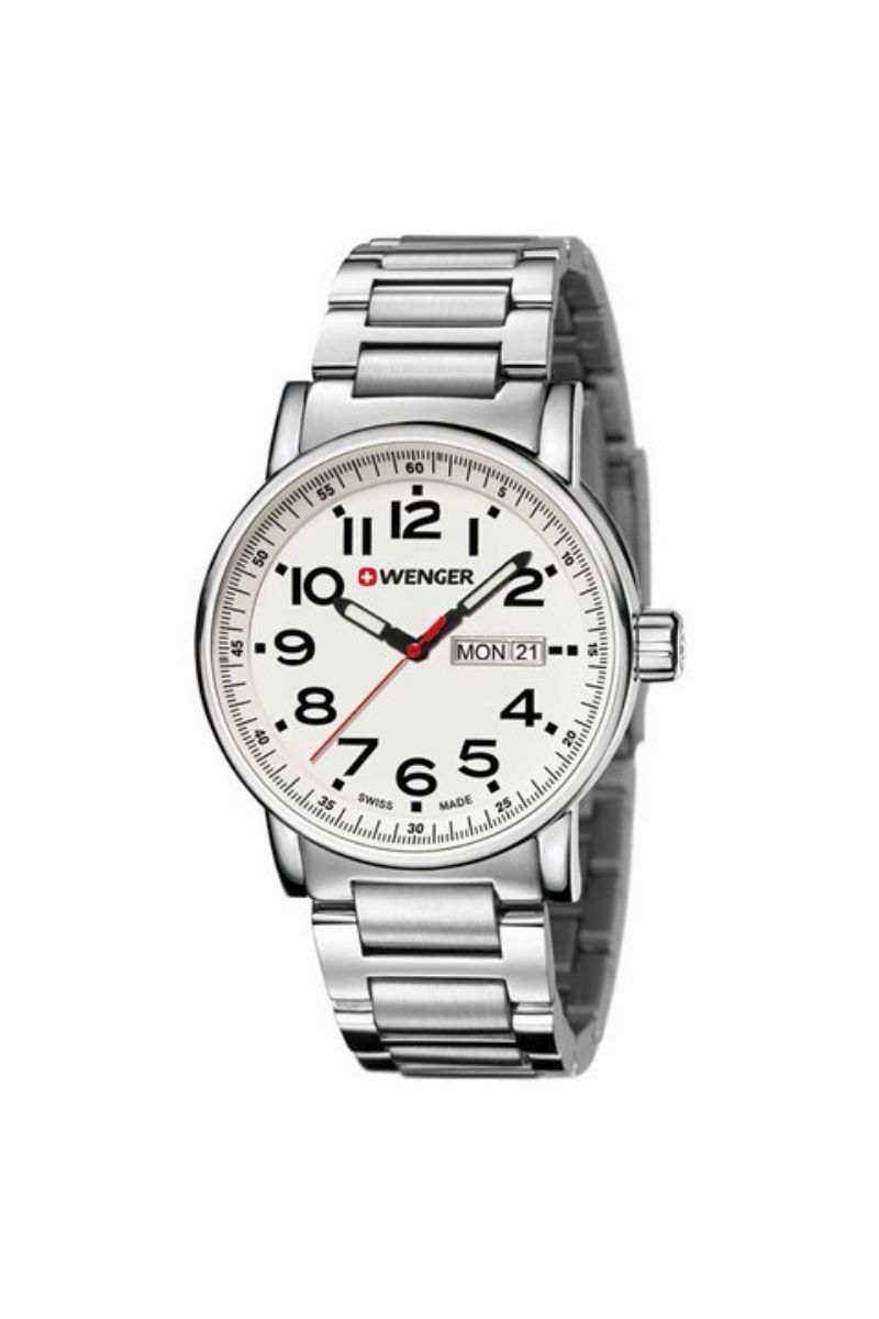 Ceas barbatesc Wenger, 01.0341.102, Argintiu