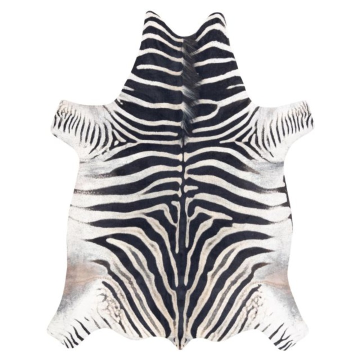 Covor artificial cowhide, DYWANY ŁUSZCZÓW zebra g5128-1 alb negru din piele, 100x150 cm
