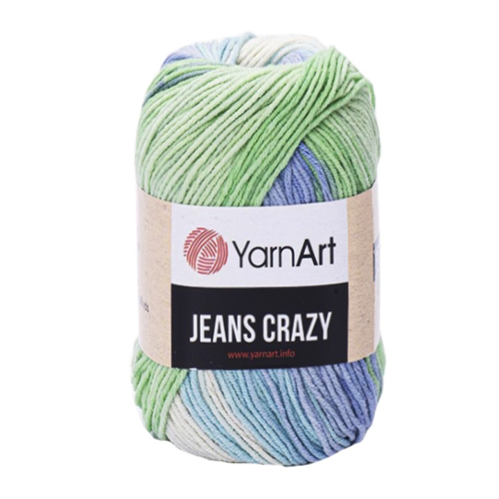 Fir Textil Yarn Art Jeans Crazy 8208,pentru crosetat si tricotat, bumbac, multicolor, 160 m