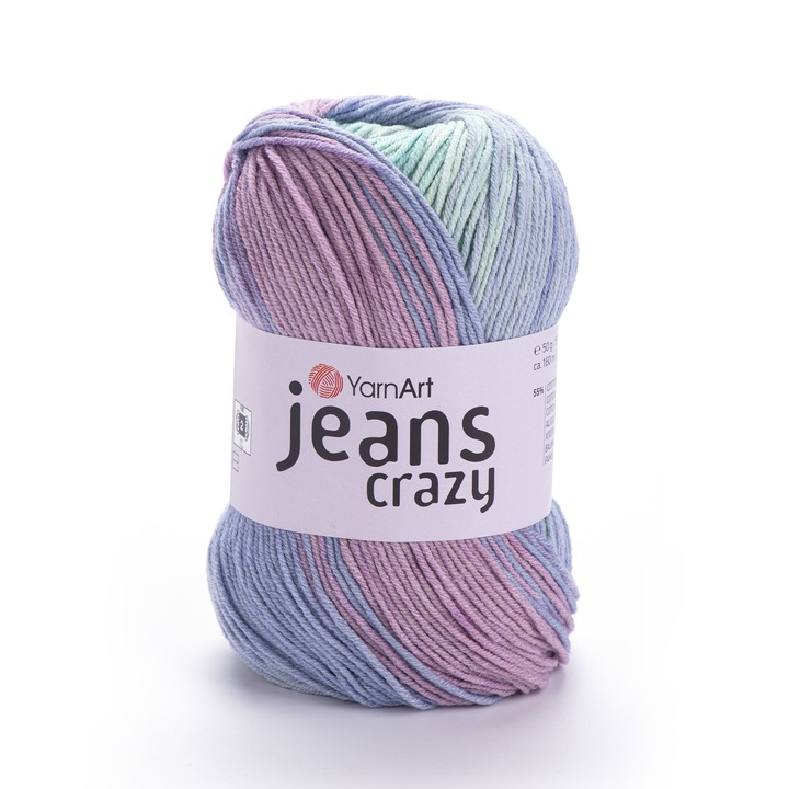Fir Textil Yarn Art Jeans Crazy 8203, pentru crosetat si tricotat, bumbac, multicolor, 160 m