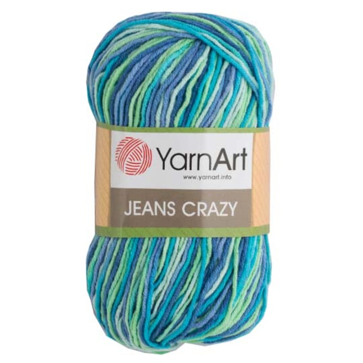 Fir Textil Yarn Art Jeans Crazy 7204,pentru crosetat si tricotat, bumbac, multicolor, 160 m