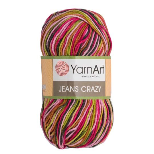 Fir Textil Yarn Art Jeans Crazy 7206,pentru crosetat si tricotat, bumbac, multicolor, 160 m