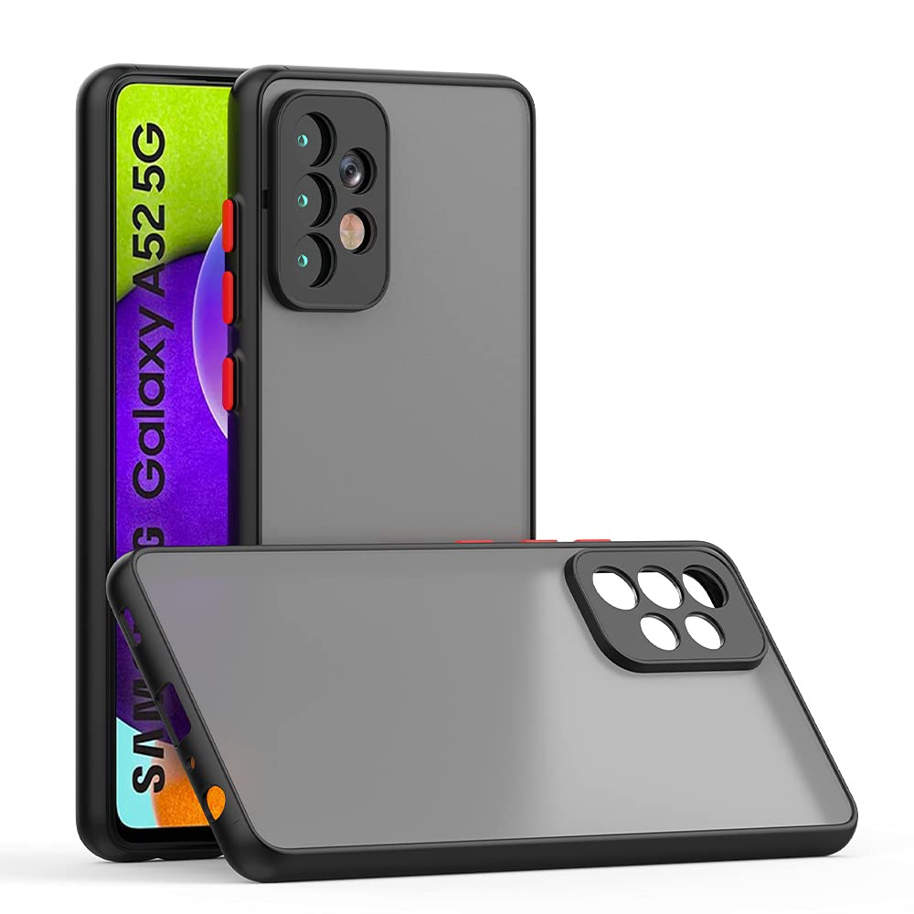 Husa cu protectie la camere si finisaj mat, compatibila cu Samsung Galaxy A52 4G / A52 5G / A52s 5G / Negru