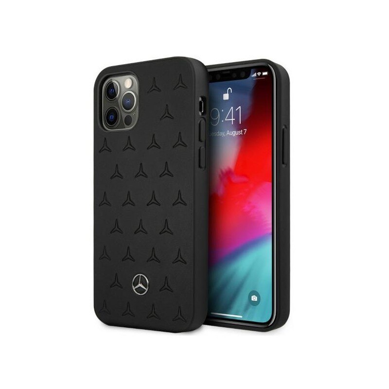 Husa Spate Premium Mercedes Amg Compatibila Cu iPhone 12 / 12 Pro, Piele Naturala Stars Negru - 39013004