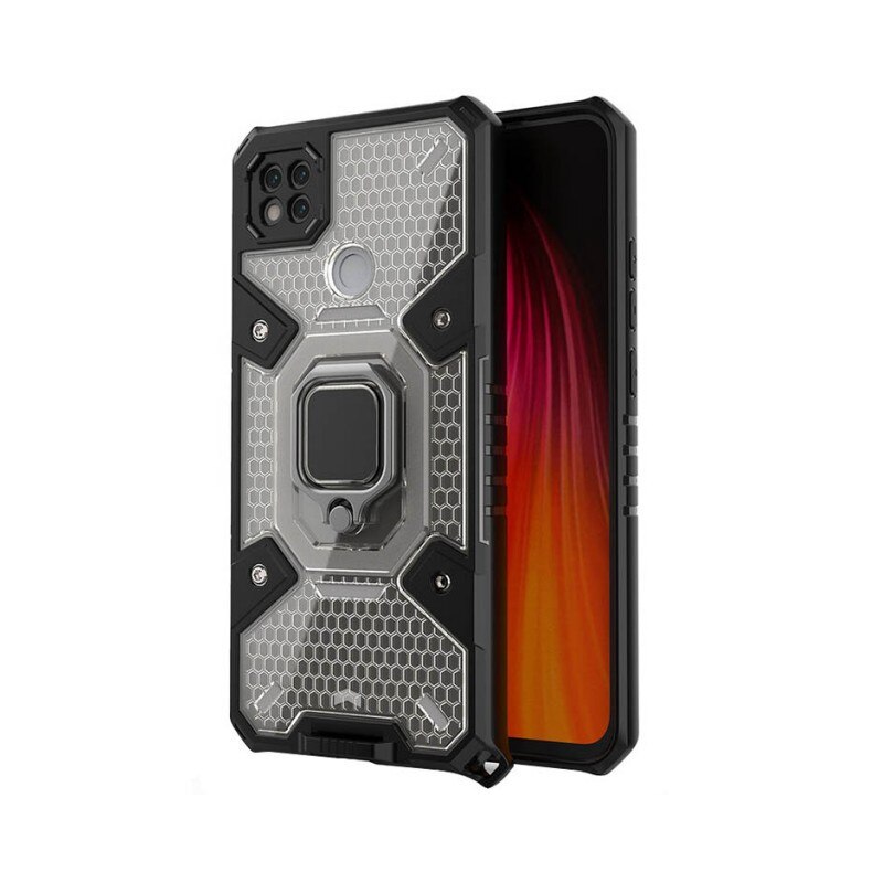 Husa Spate Upzz Techsuit Honeycomb Armor Cu Inel Metalic Compatibila Cu Xiaomi Redmi 9C Negru