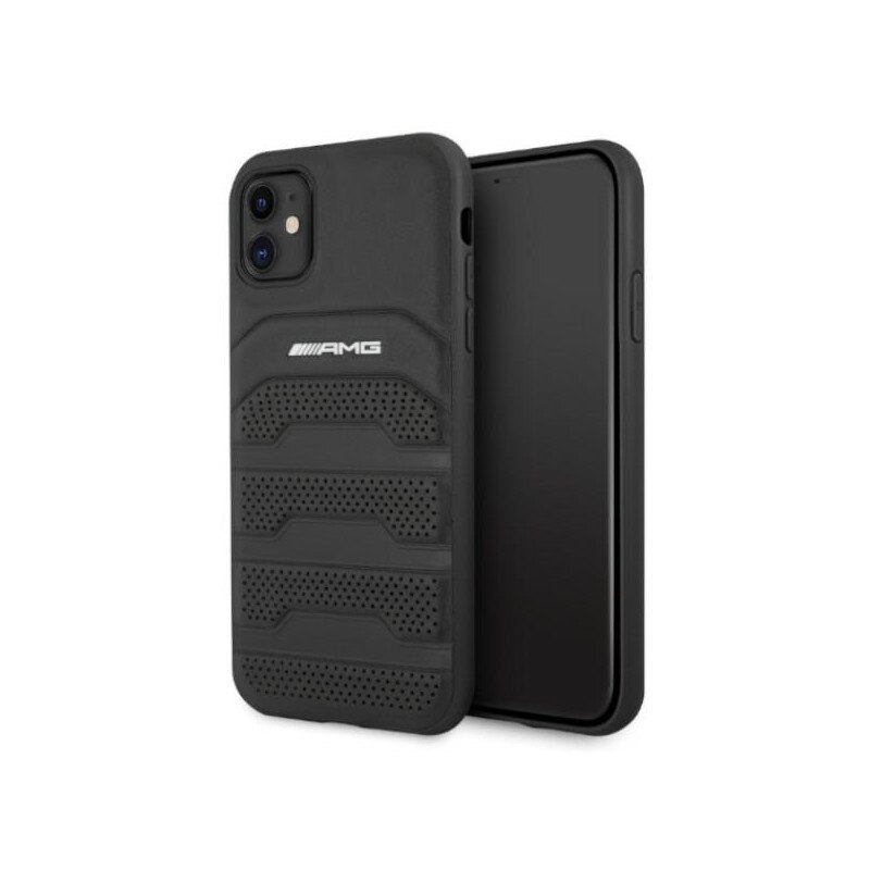 Husa Spate Premium Mercedes Amg Compatibila Cu iPhone 11 Piele Naturala, Negru - 39014261