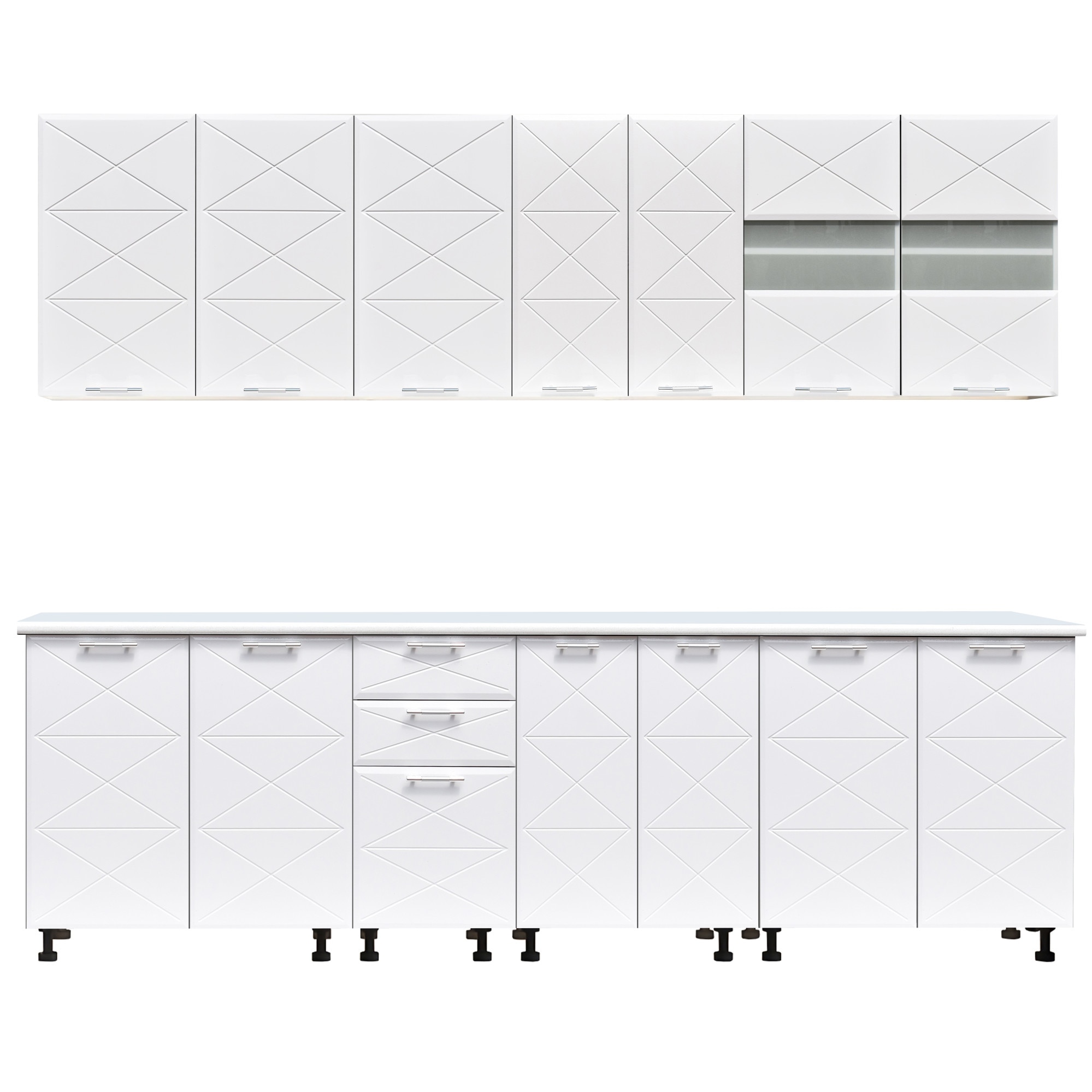 Set Bucatarie, BOSTON 2.6 MDF, 260x60x210cm, Alb