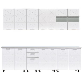 Set Bucatarie, BOSTON 2.6 MDF, 260x60x210cm, Alb Set Bucatarie, BOSTON 2.6 MDF, 260x60x210cm, Alb