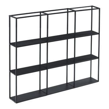 Raft de perete 130, en.casa, Jelsa, 130 x 18 x 110 cm, metal, negru, cu 9 polite, 45 Kg Raft de perete 130, en.casa, Jelsa, 130 x 18 x 110 cm, metal, negru, cu 9 polite, 45 Kg