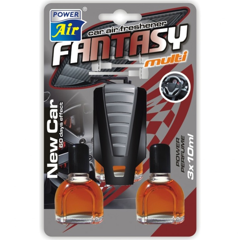 Odorizant auto pentru gura ventilatie Power Air Fantasy, aroma multi new car, 2 rezerve