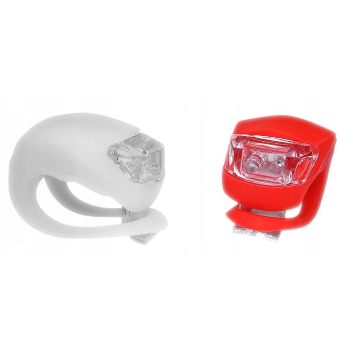 Set 2 bucati de lumini pentru biciclete din silicon, Zola®,lumina alba si rosie, 3 moduri de luminare, impermeabile, rosu si alb
