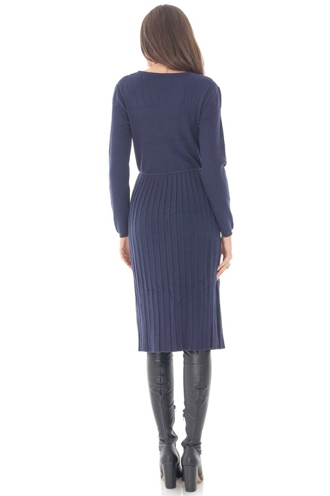 Rochie, ROH DR4331, bleumarin, cu fusta plisata, M-L