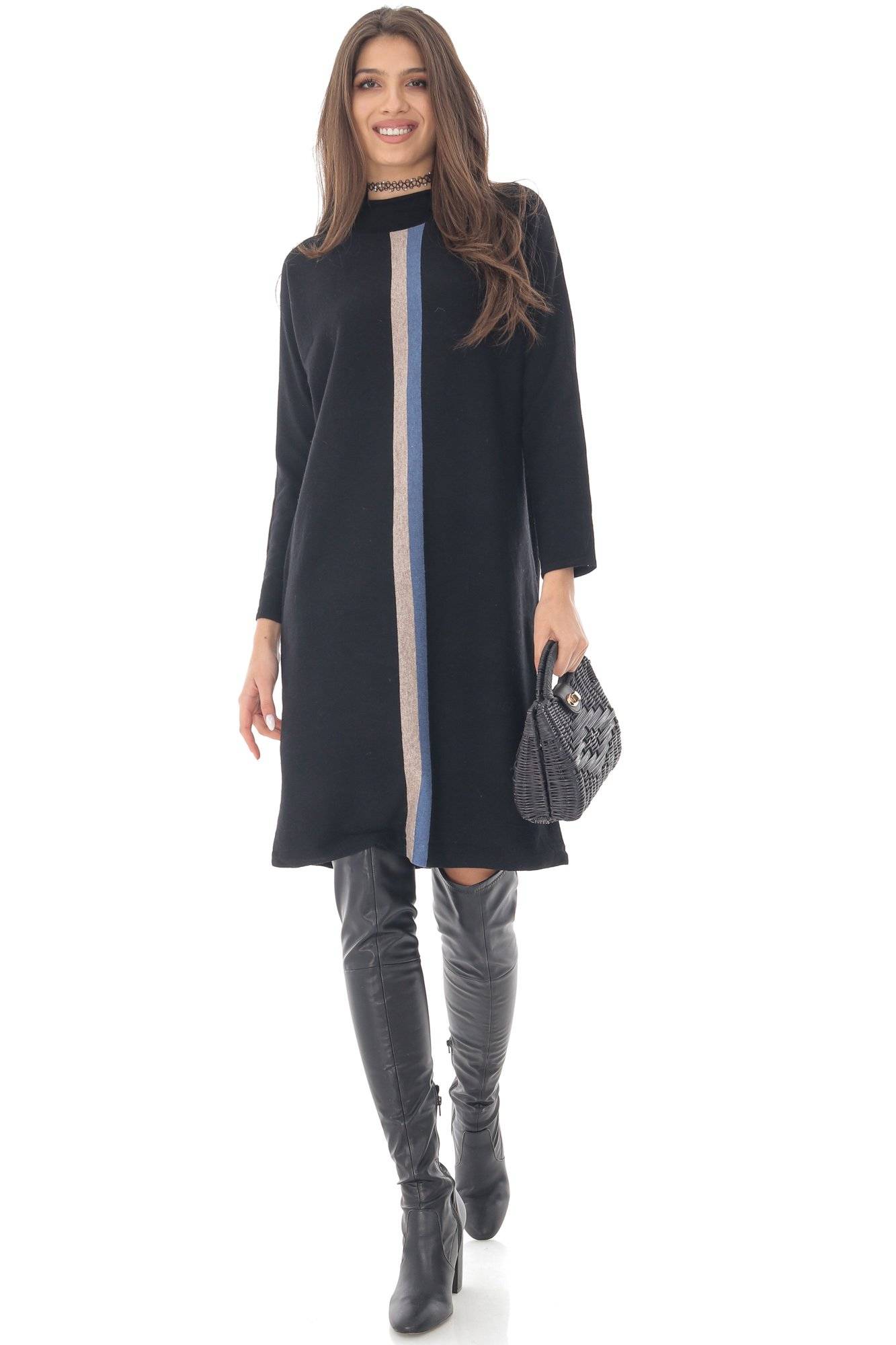 Rochie, ROH DR4338, cu dunga in contrast