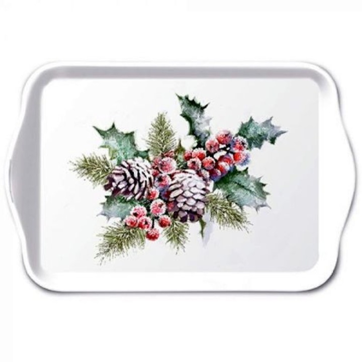 Пластмасов поднос Holly And Berries 13x21см