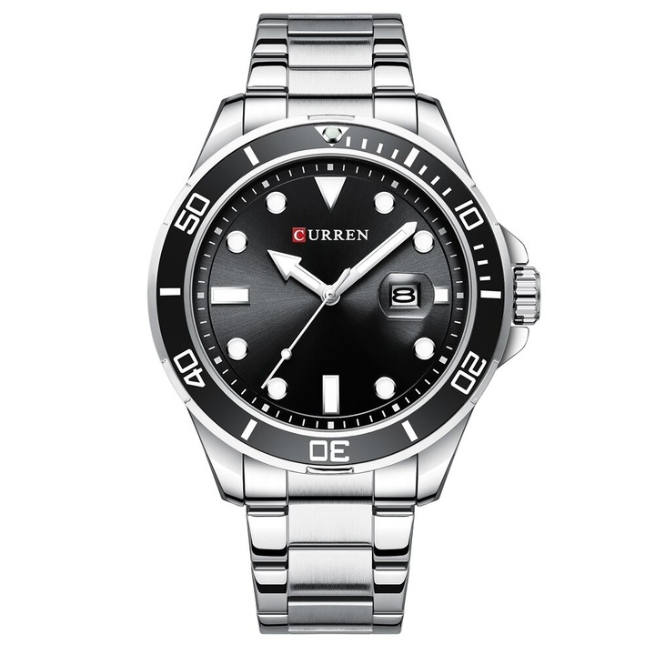 Мъжки часовник Curren Perlative, Неръждаема стомана, Сребрист / Черен