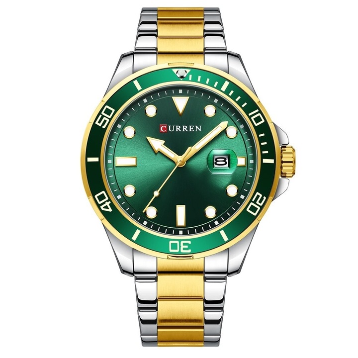 Мъжки часовник Curren Perlative, Неръждаема стомана, Златист / Зелен
