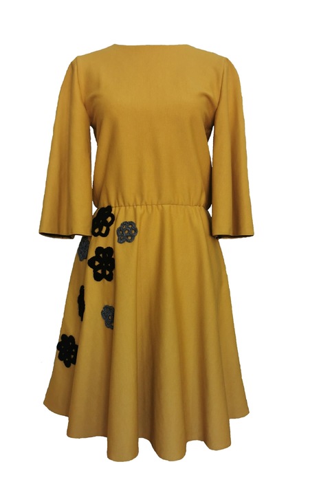 Rochie Scuba dama, mustar, Galben mustar, M