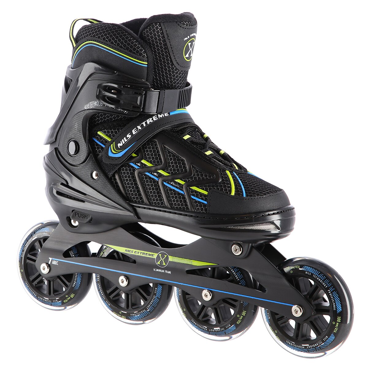 Role reglabile Nils Extreme NA1128, Negru/verde lime, 35-38, M