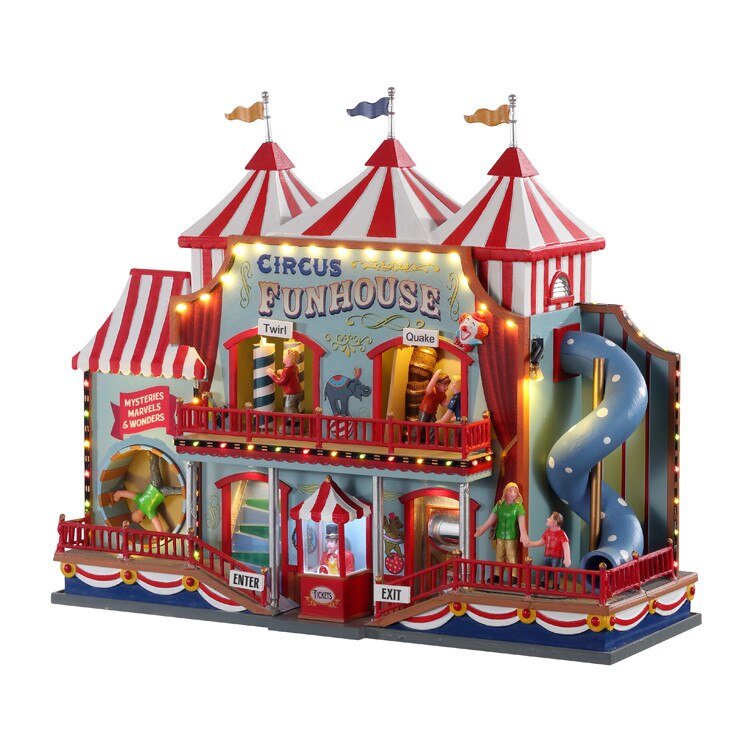 Figurina Christmas Village Lemax, Circul FunHouse, Functie Miscare si Lumini, Adaptor 4.5v Inclus