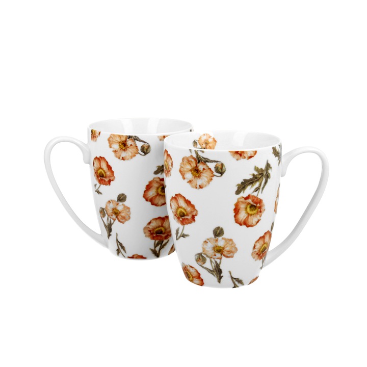 Set 2 cani din portelan , Wild Poppies, 380 ml