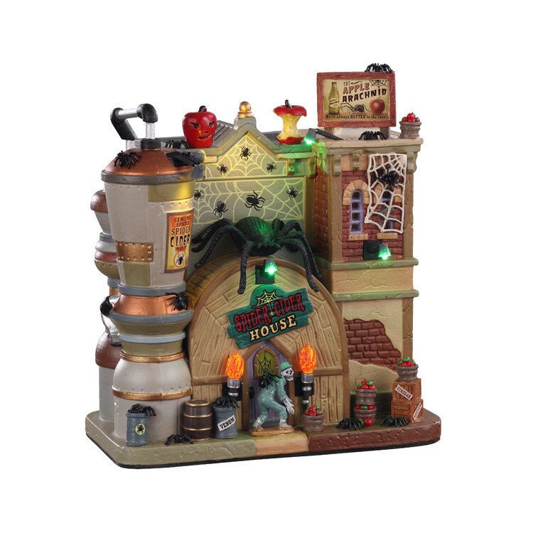 Figurina Halloween Spooky Town Lemax, Spider Cider House, Functie Lumini, Adaptor 4.5v Inclus