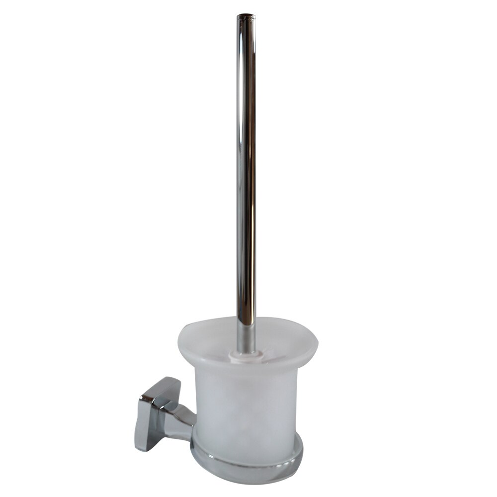 Suport perie WC Smack 28657 din alama, finisaj cromat cu sticla mata, cu perie inclusa