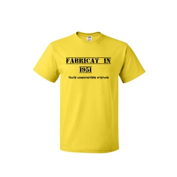 Tricou barbatesc imprimeu Fabricat in 1951 toate componentele originale, galben, L Tricou barbatesc imprimeu Fabricat in 1951 toate componentele originale, galben, L