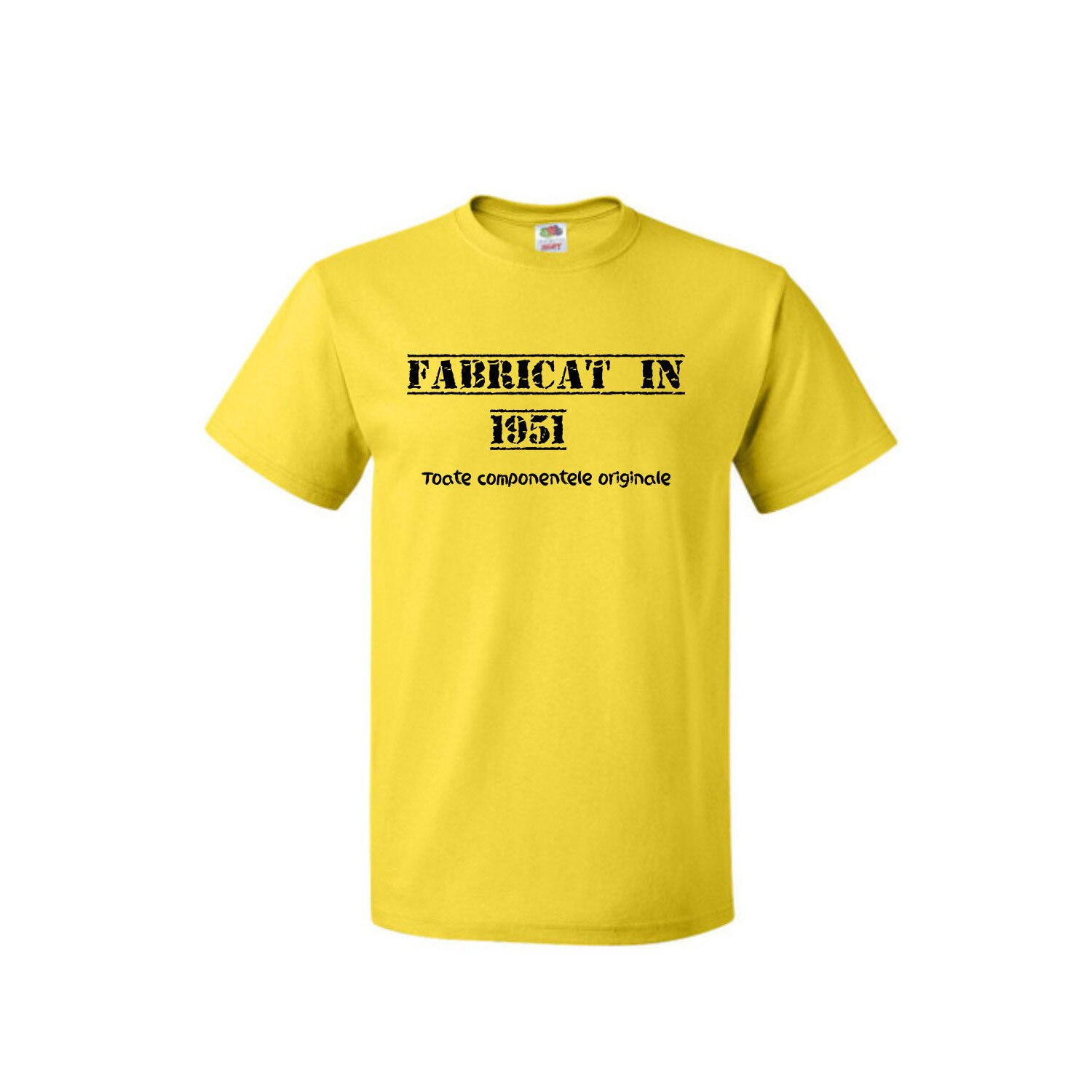 Tricou barbatesc imprimeu Fabricat in 1951 toate componentele originale, galben, M