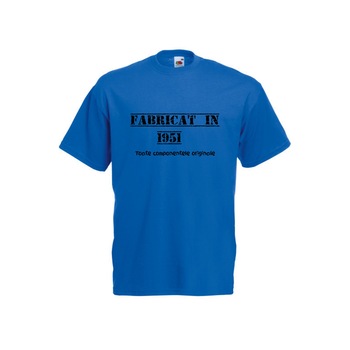 Tricou barbatesc imprimeu Fabricat in 1951 toate componentele originale, albastru, S Tricou barbatesc imprimeu Fabricat in 1951 toate componentele originale, albastru, S