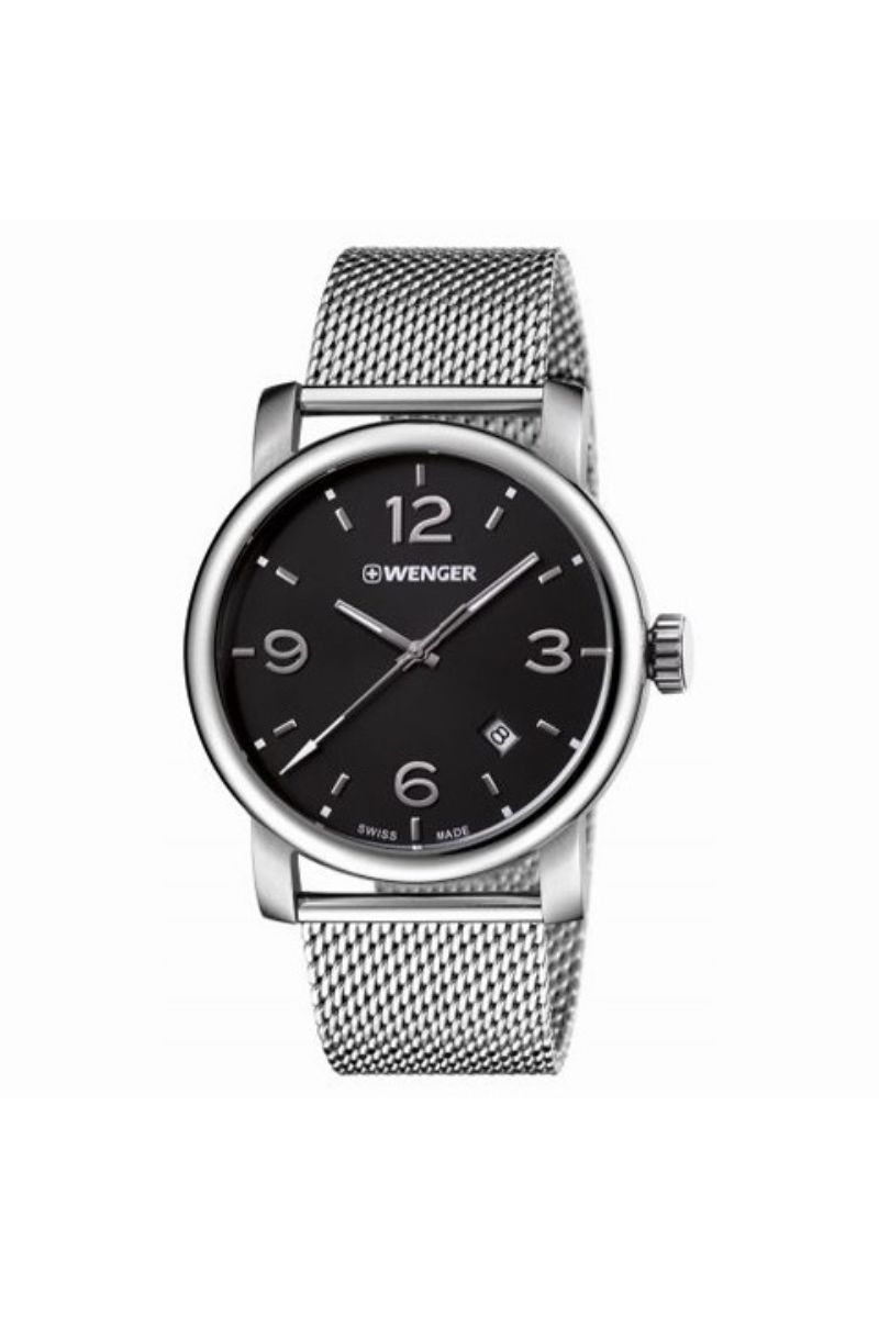 Ceas barbatesc Wenger, 01.1041.124, Argintiu/Negru