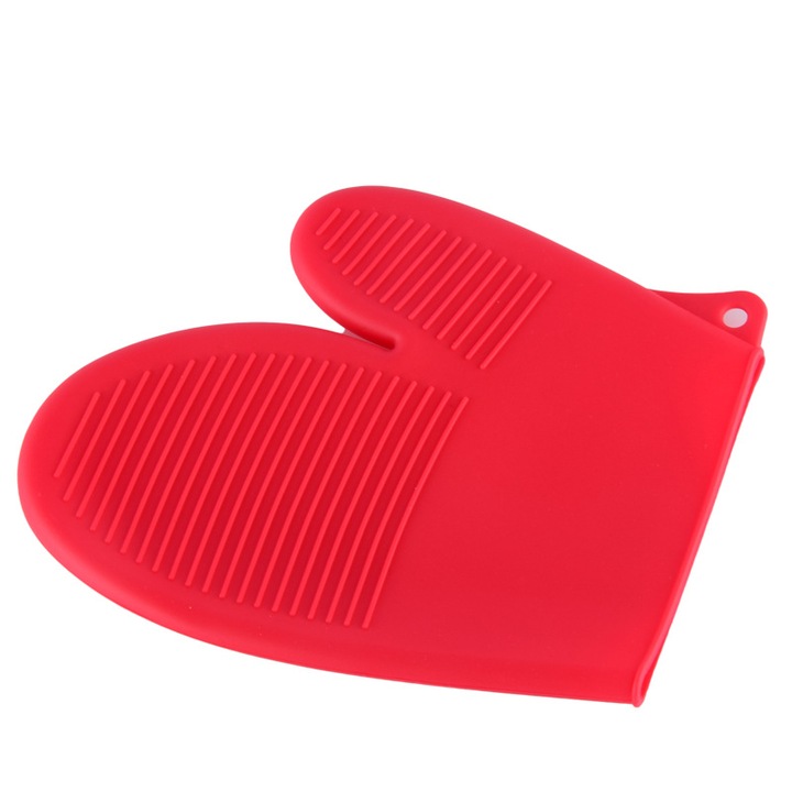 Hőálló szilikon kesztyű konyhába, 21x17 cm, piros