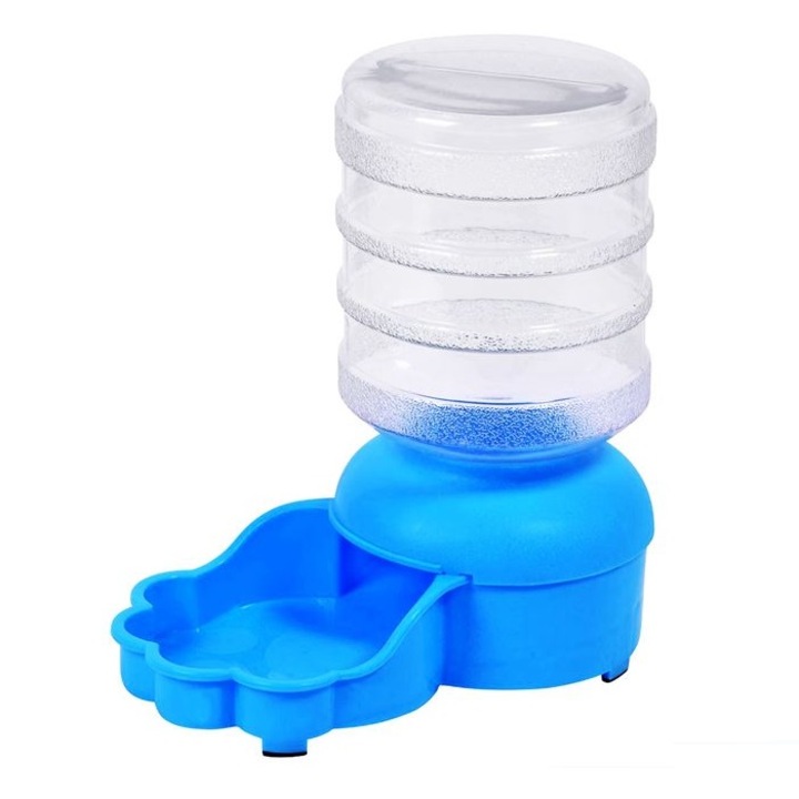 Dozator apa cu bol, pentru Caini sau Pisici, Plastic, Albastru, 2.3 L