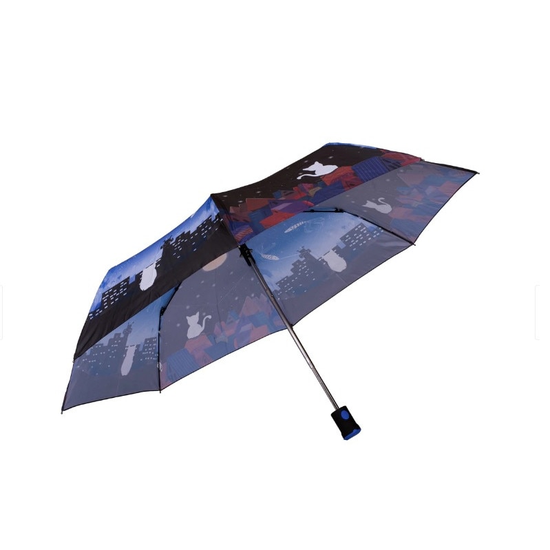 Umbrela telescopica Neagra cu pisici, deschidere automata, ∅ 102cm