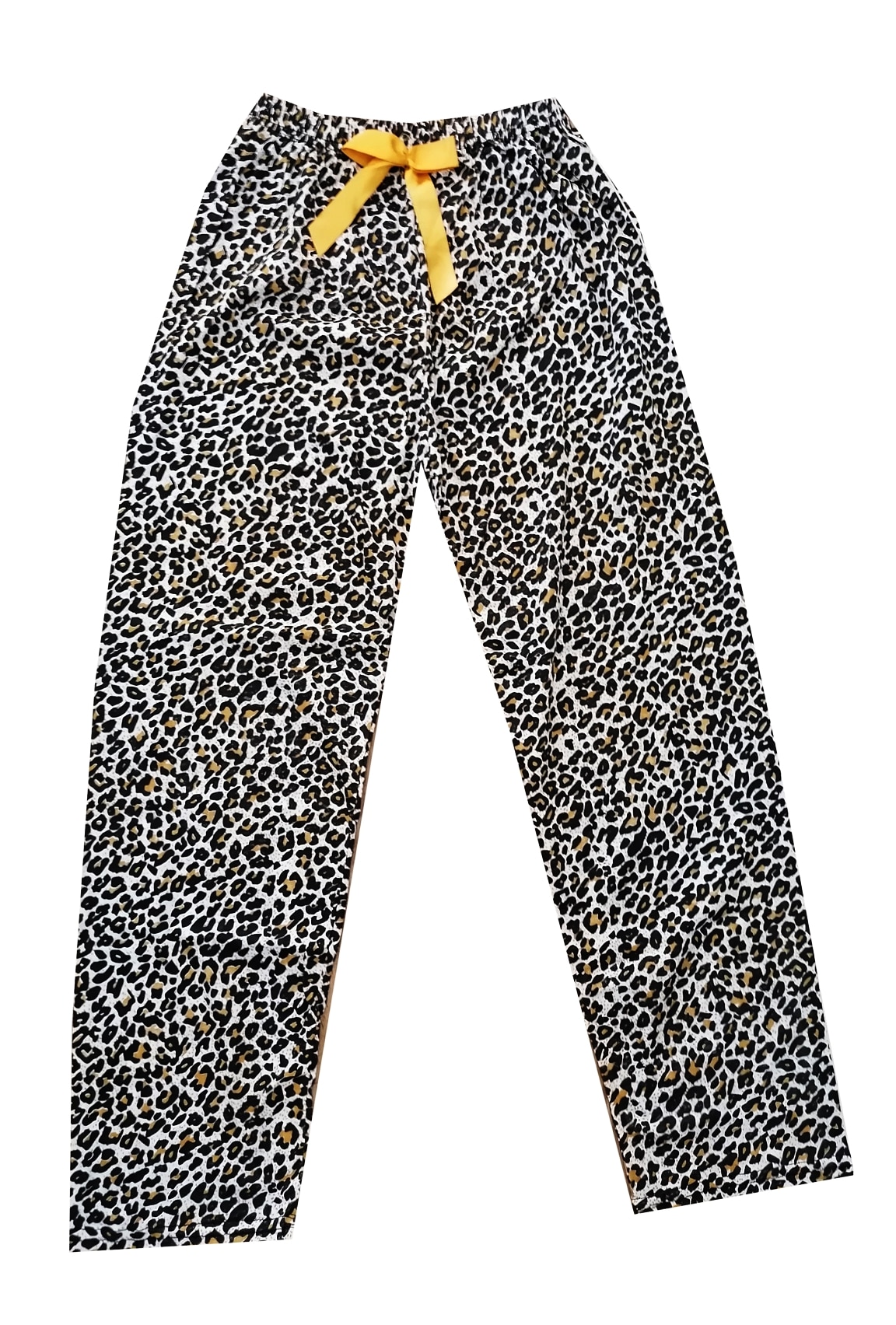 Pantaloni lungi de pijama,imprimeu animal print, Bej/Maro