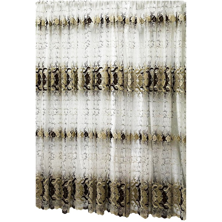 Perdea ivoire/bej brodata din colectia "Dansul frunzelor" 700x245cm cu rejansa, by Liz Line - P2237