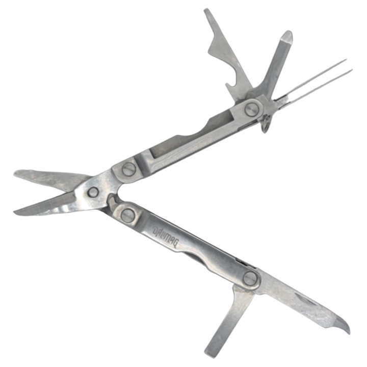 Многофункционален нож от неръждаема стомана и метал, ножица с 9 функции, калъф, Dalimag, 65 x 20 x 10 mm