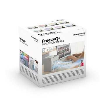Miniaparat de aer conditionat portabil cu LED Freezyq+ InnovaGoods Miniaparat de aer conditionat portabil cu LED Freezyq+ InnovaGoods