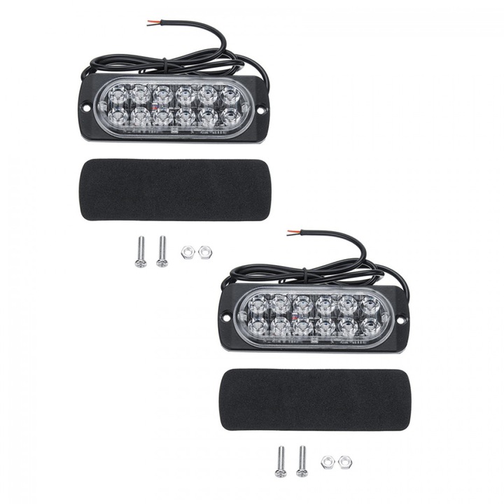 Set 2 Stroboscoape 12 LED, lumini de avertizare galbene